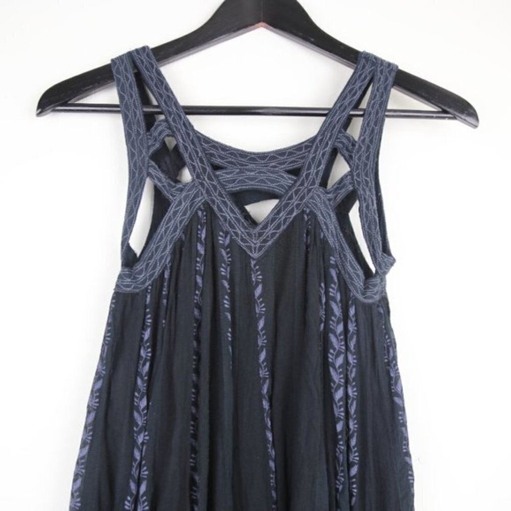 Free People FP One Paisley Vine Lattice Tunic Mini Dress Black - Picture 8 of 8